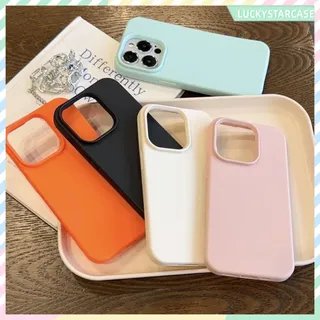 เคสโทรศัพท์ For iPhone 11 13 12 14 15 16 Pro Max 7 8 Plus XR XS X มาการอง เรียบง่าย สีทึบ ซิลิโคนอ่อนนุ่ม เคสกันกระแทก