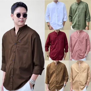 FOMO-เสื้อเชิ้ตแขนยาว คอจีนสีพื้น **เช็คไซซ์จากตางรางไซซ์ของทางร้านเท่านั้น** เสื้อคอจีน เสื้อเชิ้ตแขนยาว เสื้อใส่ทำงาน เสื้อผ้าผู้ชาย