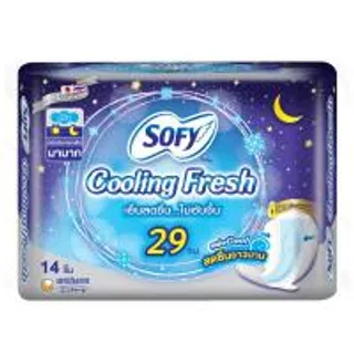 โซฟีคูลลิ่งเฟรชผ้าอนามัยแบบสลิมมีปีกสำหรับกลางคืน29ซม. 14ชิ้น Sofy Cooling Fresh Sanitary Napkin Night Slim Wing 29cm. 14pcs. (8851111159055)