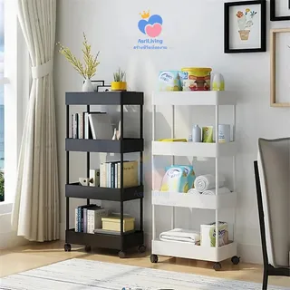 ชั้นวางของพลาสติก 3/4/5ชั้น ชั้นวางของพลาสติก PP รถเข็นเก็บของ มีล้อเลื่อนเคลื่อนย้ายสะดวกล็อค/ปลดล็อคได้ พลาสติก