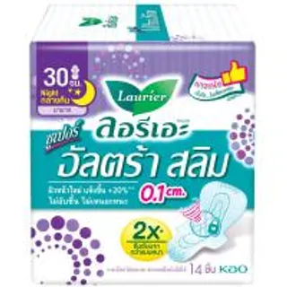 ลอรีเอะผ้าอนามัยซุปเปอร์อัลตร้าสลิมสำหรับกลางคืน 30ซม. 14ชิ้น Laurier Pads Super Ultra Slim Night 30cm. 14pcs. (6908594417034)