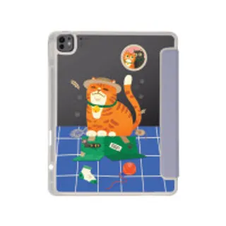iPad Air6/7 13" 2025 (M2/M3) Clear Purple Orange Cat on The Box (88528799158918852879402025)