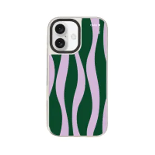 iPhone 16 Mirror Case MagSafe Purple & Green Wavy Pattern (88528799927178852879827170)
