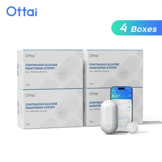 Ottai ชุดระบบการติดตามระดับน้ำตาลกลูโคสต่อเนื่องครบชุด * 4เครื่องวัดน้ำตาลในเลือด56วัน * 24ชั่วโมงไม่มีการแทงด้วยนิ้วมือ