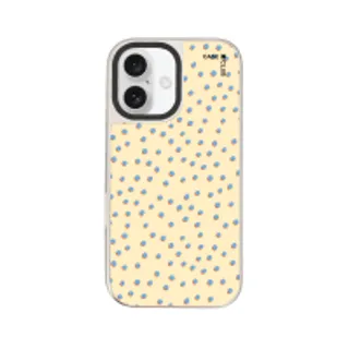 iPhone 16 Mirror Case MagSafe Blue & Yellow Brush Polka Dots (88528799927178852879888652)