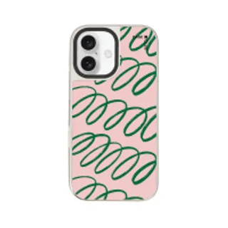 iPhone 16 Mirror Case MagSafe Pink & Green Curvy Pattern (88528799927178852879762471)