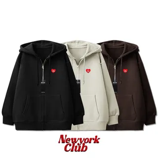 New York 1965  NEWYORKCLUB-COLLECTION  ZIPPER (ปักหัวใจ) เสื้อคลุมแขนยาว เสื้อกันหนาว กันแดด มีฮู้ด