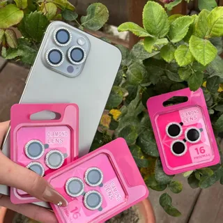 ฟิล์มเลนส์กล้อง iPhone ดีไซน์เพชร ติดตั้งง่าย 18 17 16 16PRO MAX  16PLUS 15PLUS 15PRO 14 13PROMAX 13MINI 12 11