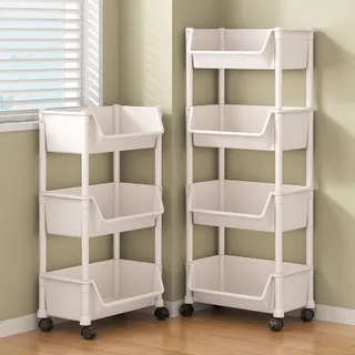 💥ซื้อ 1แถม 1💥 ชั้นวางของพลาสติก ในครัว อเนกประสงค์ มีล้อ 2/3/4/5ชั้น ชั้นวางของหนังสือ