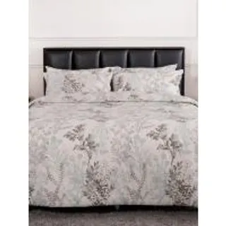 LUCKY MATTRESS ผ้าปูที่นอนพร้อมผ้านวม ป้องกันไรฝุ่น Micro Touch Flower Stlye ขนาด 6 ฟุต สูง 14 นิ้ว (35.5 CM.) ลาย MD 011 สีเทา (MKP1231029)