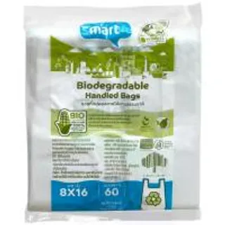 สมาร์ทเตอร์ถุงหูหิ้วย่อยสลายได้ตามธรรมชาติ 8X16นิ้วแพค 60ใบ Smarter Biodegradable Handled Bags Size 8X16 inch Pack 60pcs. (8853474052189)