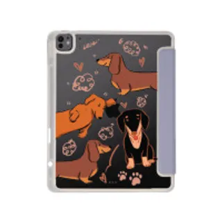 iPad Air6/7 13" 2025 (M2/M3) Clear Purple Brown Dachshund Pattern (88528799158918852879350722)