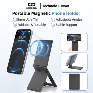 GOOJODOQ  แม่เหล็กพับ ตั้งได้ ปรับมุมมุมมองที่บางและพับได้เป็นพิเศษเหมาะสําหรับสมาร์ทโฟนส่วนใหญ่