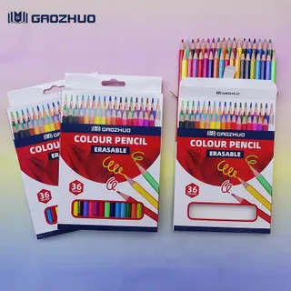 1-สีไม้ลบได้ยี่ห้อ GAOZHUO 36 สี ไม่มีพิษส่งผลต่อสุขภาพ สีสดสว่าง อุปกรณ์การเรียน ไม่มีฝุ่น