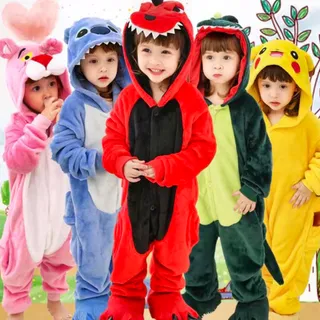 เสื้อผ้าเด็กไดโนเสาร์ Godzilla Mascot Sleepwear ชุดการ์ตูน บ้านเชื่อฟัง เสื้อผ้าฤดูหนาวกรุงเทพมหานคร ผ้าสักหลาด วัสดุหลัก โพลีเอสเตอร์ 95% + คอกลม แขนยาว เสื้อผ้าเด็กผู้ชายและเด็กหญิง เสื้อผ้าเด็กน่ารัก