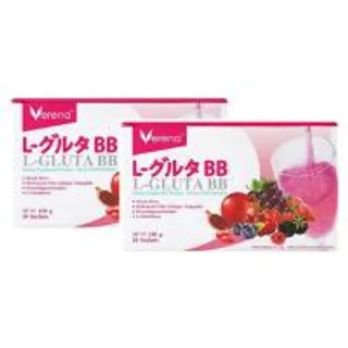 Verena แอล-กลูต้า บีบี บรรจุ 10 ซอง แพ็กคู่ แถมแก้วเชคแบบมีฝาปิด สีขาว 1 ใบ (351332-637205010)