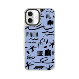 iPhone 16 Plus Mirror Case MagSafe Black & Blue Brush (88528790960648852879361285)