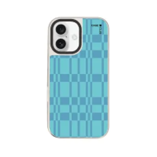 iPhone 16 Mirror Case MagSafe Asymmetric Blue Grid (88528799927178852879805628)