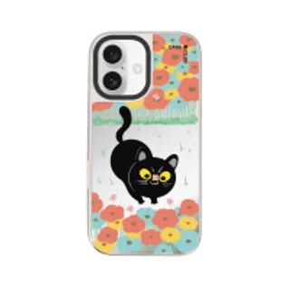 iPhone 16 Mirror Case MagSafe Flower Black Cat (88528799927178852879511642)