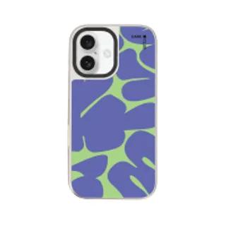 iPhone 16 Mirror Case MagSafe Purple & Green Leaf Pattern (88528799927178852879616040)