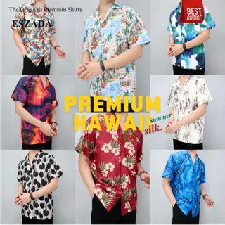 เสื้อเชิ้ตฮาวายผ้าไหมญี่ปุ่น รุ่นไม่มีกระเป๋าหน้าและไม่ผ่าข้าง  The Originals Hawaii ESZADA Design Premium A+ (H363)