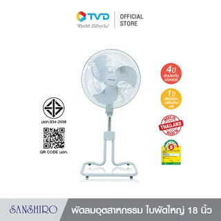 ของแท้100% TVD Sanshiro พัดลมตั้งพื้น 18นิ้ว ปรับระดับ ลมแรง ประหยัดไฟ พัดลมสีเทา