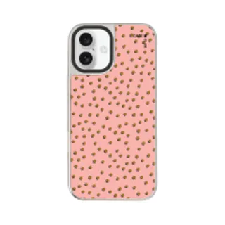 iPhone 16 Plus Mirror Case MagSafe Brown & Pink Brush Polka Dots (88528790960648852879892796)