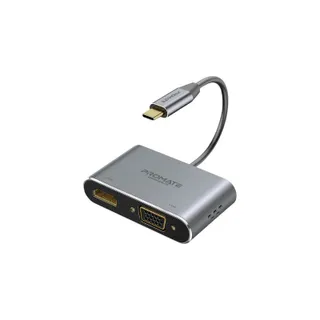 ตัวแปลง Promate MediaHub-C2 USB-C to HDMI and VGA Adapter Grey