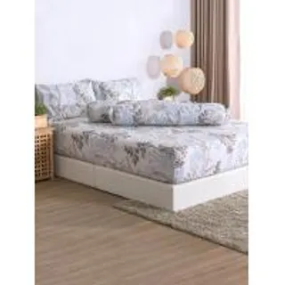 LUCKY MATTRESS ชุดผ้าปูที่นอน ป้องกันไรฝุ่น Micro Touch Flower Stlye ขนาด 6 ฟุต สูง 14 นิ้ว ลาย MD 011 สีเทา (MKP1225683)