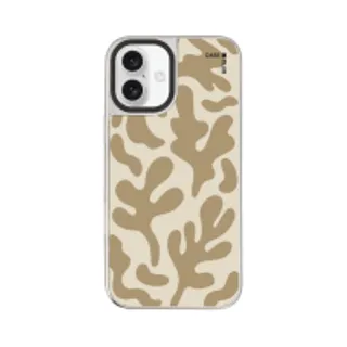 iPhone 16 Plus Mirror Case MagSafe Brown & White Abstract Freeform Pattern (88528790960648852879285819)
