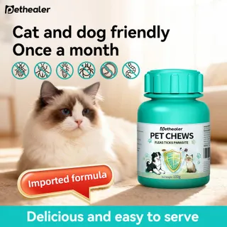 Pethealer PET CHEWS: อาหารเสริมป้องกันพยาธิตัวกลมแบบองค์รวม (สำหรับสุนัขและแมว)