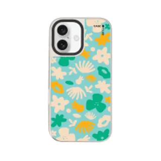 iPhone 16 Mirror Case MagSafe Light Blue Flower Pattern (88528799927178852879738872)