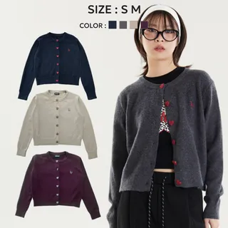 (PRE 7-14 วัน)Bemingtop667(S-L) - BMG knit Cardigan Ver.5 ผ้าลูกฟูก ดีเทลกระดุมหัวใจสีแดง