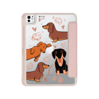 iPad Pro 11" (2024) Clear Pink Brown Dachshund Pattern (88528794212178852879350722)