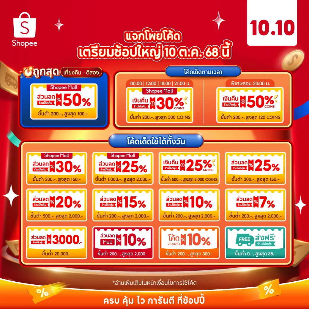 Shopee 10.10 Brands Festival ลดใหญ่ แบรนด์แท้