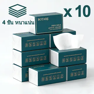 10 แพ็ค Botare ทิชชู่ยกแพ็ค กระดาษเช็ดหน้าแบบซอง ซอฟท์แพ็ค 4 ชั้น หนานุ่ม ซับน้ำดี ขนาด 175×140 มม. ใช้ได้ทุกวัน กระดาษทิชชู่คุณภาพ แพ็คใหญ่ คุ้มค่า