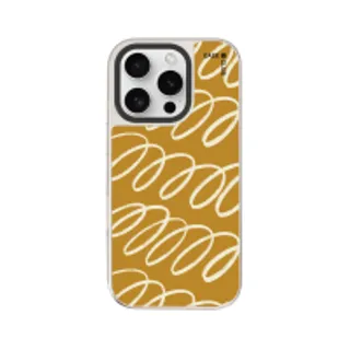 iPhone 16 Pro Mirror Case MagSafe Brown & White Curvy Pattern (88528792243378852879774795)
