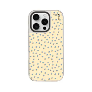 iPhone 16 Pro Mirror Case MagSafe Blue & Yellow Brush Polka Dots (88528792243378852879888652)
