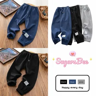 Sugarbee พร้อมส่งจากกทมกางเกงลำลองเด็กแฟชั่นกางเกงขายาว สีพื้น เอวยางยืด มีเชือก สไตล์เกาหลี ฤดูร้อน สําหรับเด็กชาย