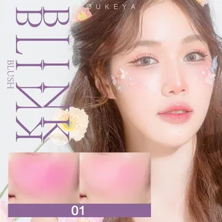 OUKEYA BLINK BLINK BLUSH โอกิยะ บลิงค์ บลิงค์ บลัช บลัชออน 2 ช่อง พร้อมชิมเมอร์เพิ่มความเป็นประกายให้กับใบหน้า 2 เฉดสีในตลับเดียว