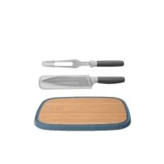 Berghoff ชุดมีดหั่นอาหารสเตนเลสสตีลเคลือบ Non-Stick 2 ชิ้นพร้อมเขียงไผ่ Leo รุ่น 3950195 สีเทา (CDS83577154)