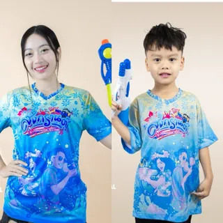 💥 เสื้อสงกรานต์ 💥พิมพ์ลายทั้งตัว  ( คอวี ) ผลิตจากผ้าไมโครสปอร์ต ชนิดพิเศษ ใส่ได้ทั้งชายและหญิง ขายดี