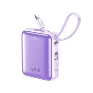 พาวเวอร์แบงค์ QPLUS Mini 10,000 mAh Built-in Cable W1030 Purple (8856847279053)