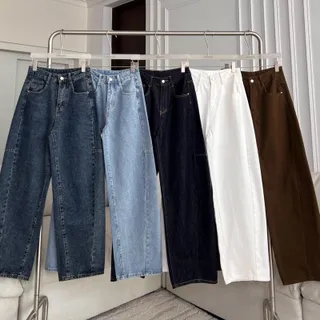 PTJ30270 Luna Barrel High-rise กางเกงยีนส์ PROMTHONG เอวสูงทรง Curved