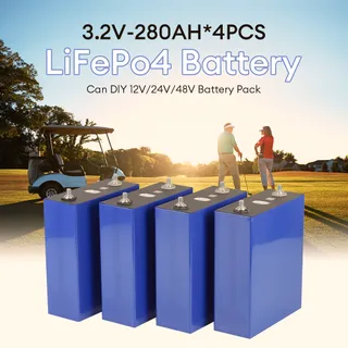 PowMr 4 ชิ้น 3.2V 280AH Great Power Prismatic Lifepo4 ลิเธียมไอออนฟอสเฟต 10000 รอบ