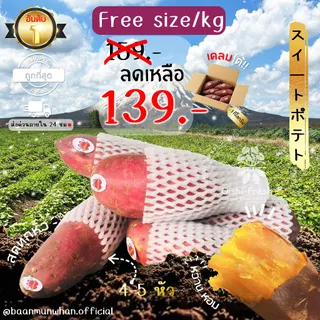 Oishi-Fresh ขายดีอันดับ1 มันหวานญี่ปุ่น Sweet potato Silk sweet เนื้อเหลือง หอมหวาน อร่อย 1 กก.สินค้าเคลมได้ 1-2 วัน