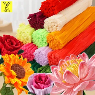 100เส้น ลวดกำมะหยี่ ขนนุ่มฟู มีหลายสี DIY Gifts เซทลวดกำมะหยี่ ของเล่นฮิตใน tiktok ประดิษฐดอกไม้