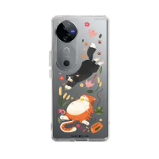 Vivo V40 5G Clear Case Orange & Black Cat Pattern (88528799362858852879418538)