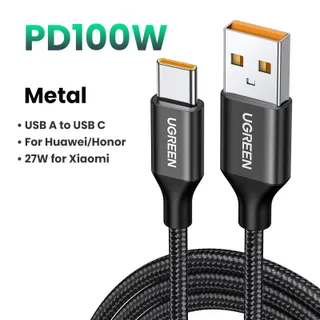 UGREEN สายชาร์จ สายชาร์จเร็ว 100W 6A USB Type C Super Charge Only for Huawei Phone P60 P50 Pro Mate 50 Pro Honor Fast Charging สายชาร์จ USB C Data Super Charge สำหรับ Model:50567