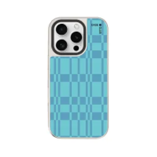 iPhone 16 Pro Mirror Case MagSafe Asymmetric Blue Grid (88528792243378852879805628)
